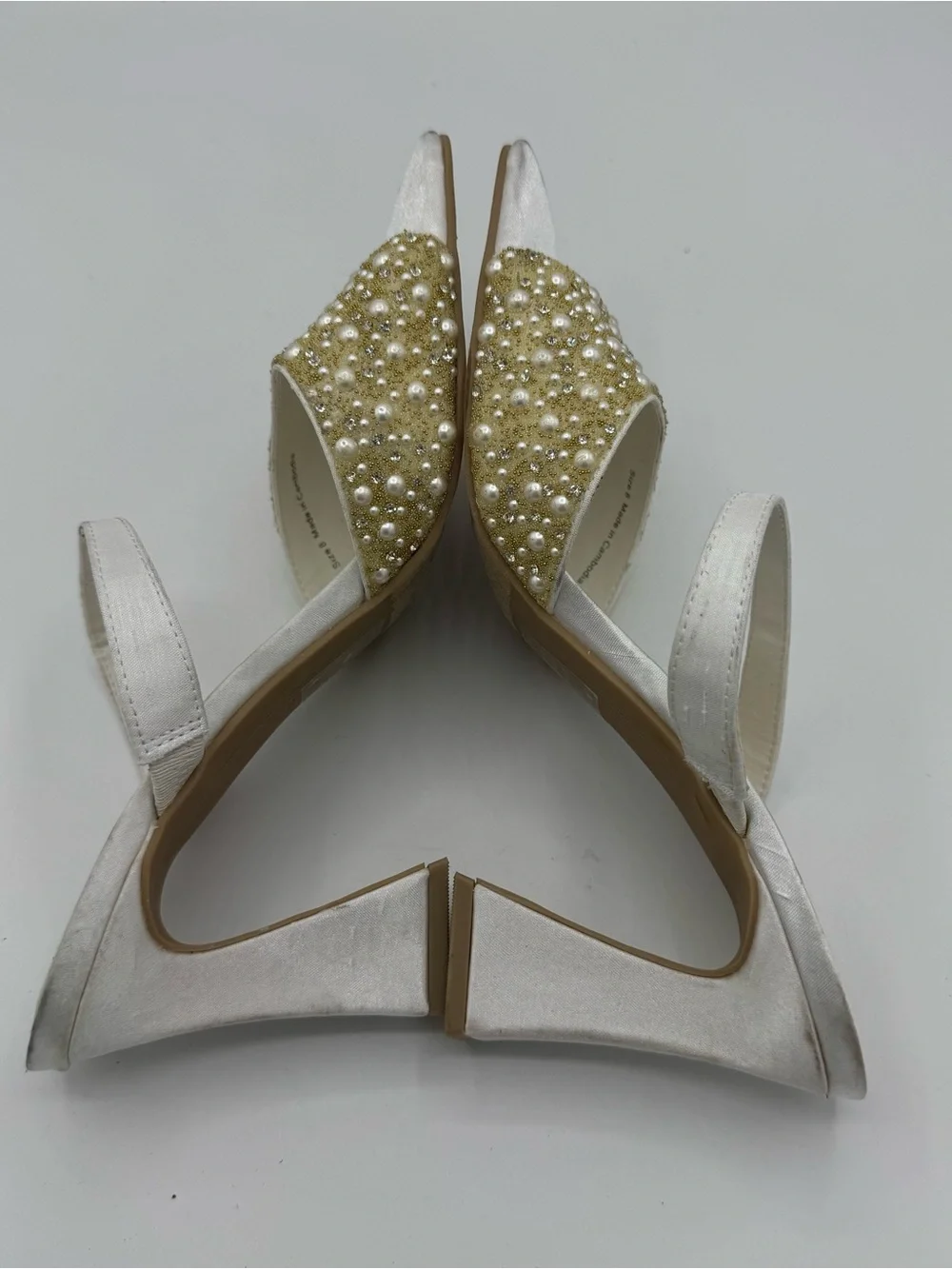 Dolce Vita Nasia Rhinestone Block Heel Sandals White Size 8 bridal rehearsal